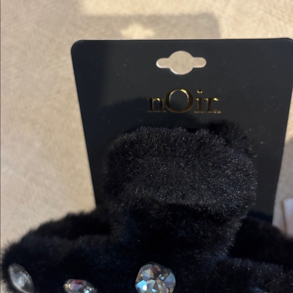 nOir  Black Faux Fur Hair Clip with Gem Accents bundle for your little ones - Picture 6 of 8
